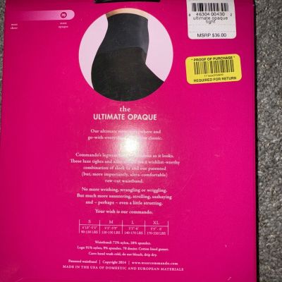 Commando Women's Control Top Ultimate Opaque Tights H70T2 Medium Black NIP